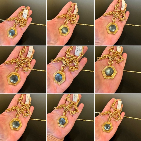 NWT Authentic Rare Luxury Julie Vos Iridescent Charcoal Blue Statement Necklace - Picture 16 of 17